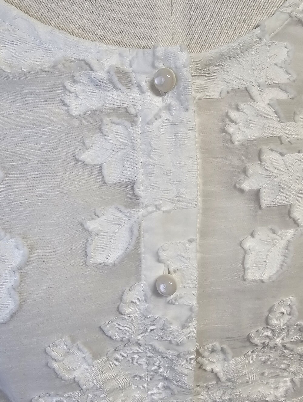 Sezane Jordanna Blouse White Floral Devoré Lace Ruffle Puff Sleeve Sz EU 46 US14 - Picture 4 of 11